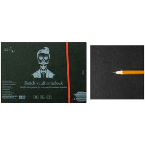 Skiču albums 17.5*24.5 cm/18 165 g melns papīrs SM.LT Art ar gumiju