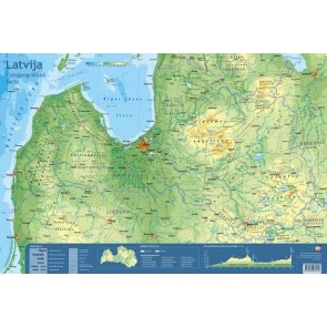 Galda paliktnis 59*40 cm Latvija. Fizioģeogrāfiskā karte